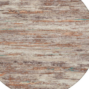 HomeRoots 5' Terra Cotta and Beige Abstract Washable Area Rug – Stylish, Durable, Perfect for Indoor/Outdoor Use 8' Round 628226