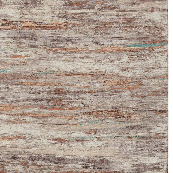 HomeRoots 5' Terra Cotta and Beige Abstract Washable Area Rug – Stylish, Durable, Perfect for Indoor/Outdoor Use 8' X 10' 628227