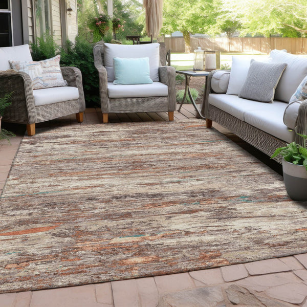 HomeRoots 5' Terra Cotta and Beige Abstract Washable Area Rug – Stylish, Durable, Perfect for Indoor/Outdoor Use 8' X 10' 628227