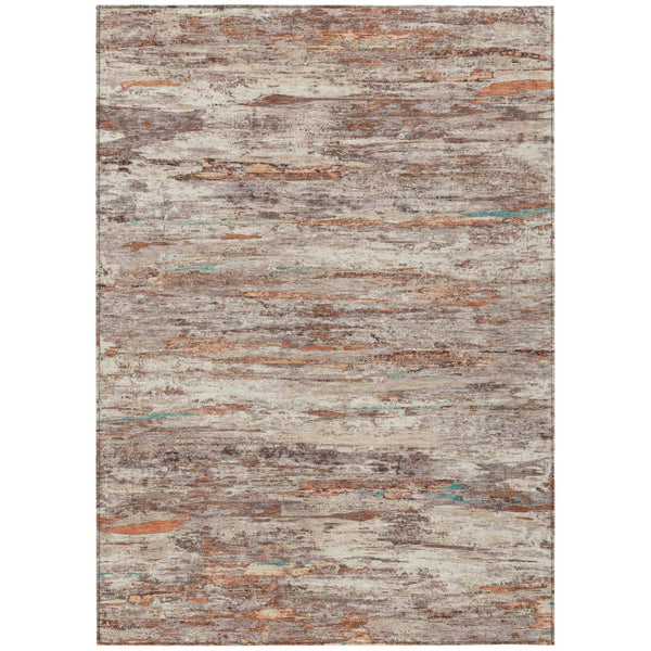 HomeRoots 5' Terra Cotta and Beige Abstract Washable Area Rug – Stylish, Durable, Perfect for Indoor/Outdoor Use 8' X 10' 628227