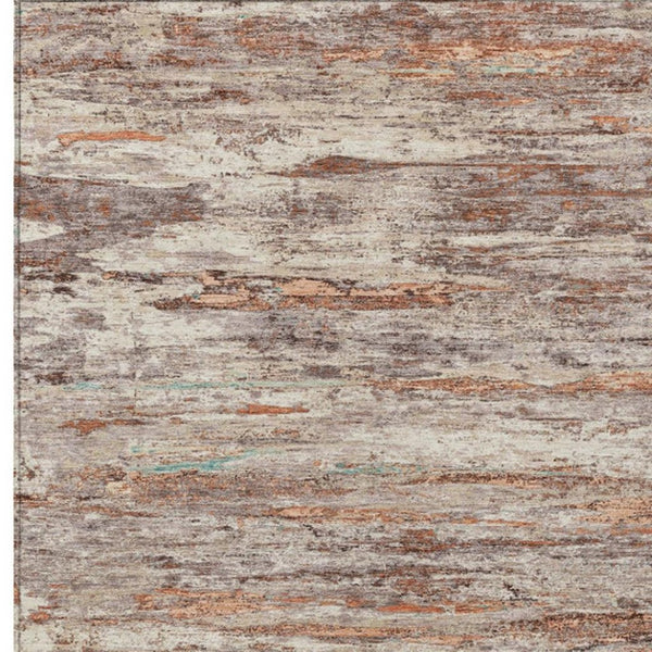 HomeRoots 5' Terra Cotta and Beige Abstract Washable Area Rug – Stylish, Durable, Perfect for Indoor/Outdoor Use 9' X 12' 628228
