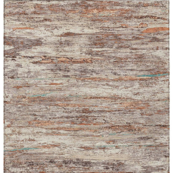HomeRoots 5' Terra Cotta and Beige Abstract Washable Area Rug – Stylish, Durable, Perfect for Indoor/Outdoor Use 9' X 12' 628228