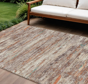 HomeRoots 5' Terra Cotta and Beige Abstract Washable Area Rug – Stylish, Durable, Perfect for Indoor/Outdoor Use 9' X 12' 628228