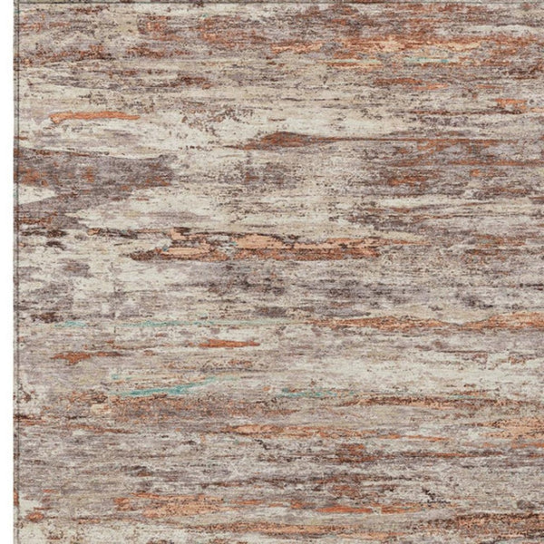 HomeRoots 5' Terra Cotta and Beige Abstract Washable Area Rug – Stylish, Durable, Perfect for Indoor/Outdoor Use 10' X 14' 628229