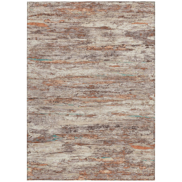 HomeRoots 5' Terra Cotta and Beige Abstract Washable Area Rug – Stylish, Durable, Perfect for Indoor/Outdoor Use 10' X 14' 628229