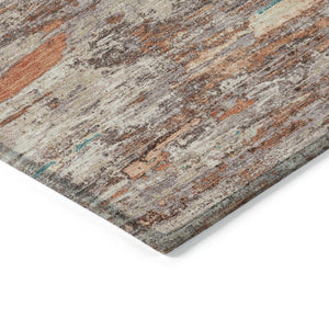 HomeRoots 5' Terra Cotta and Beige Abstract Washable Area Rug – Stylish, Durable, Perfect for Indoor/Outdoor Use 10' X 14' 628229