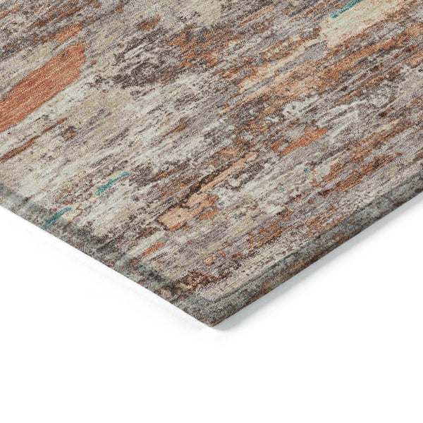 HomeRoots 5' Terra Cotta and Beige Abstract Washable Area Rug – Stylish, Durable, Perfect for Indoor/Outdoor Use 10' X 14' 628229