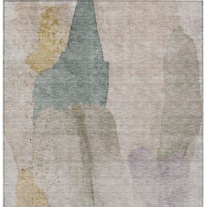 HomeRoots 5' Contemporary Beige and Taupe Abstract Washable Area Rug for Indoor and Outdoor Spaces 5' X 8' 628237