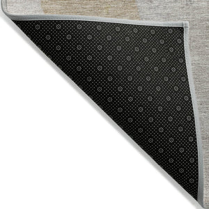 HomeRoots 5' Contemporary Beige and Taupe Abstract Washable Area Rug for Indoor and Outdoor Spaces 5' X 8' 628237