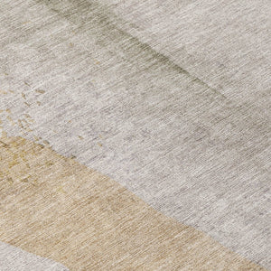 HomeRoots 5' Contemporary Beige and Taupe Abstract Washable Area Rug for Indoor and Outdoor Spaces 8' Round 628238