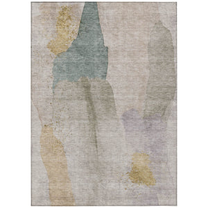 HomeRoots 5' Contemporary Beige and Taupe Abstract Washable Area Rug for Indoor and Outdoor Spaces 8' X 10' 628239