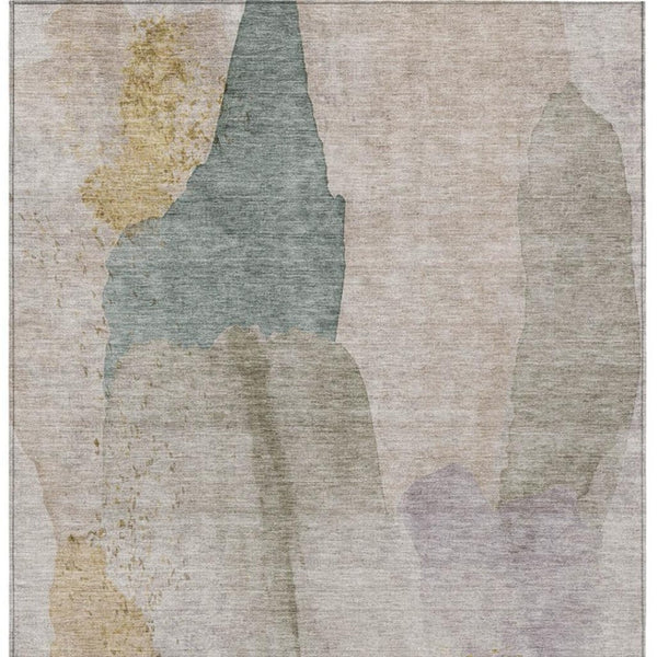 HomeRoots 5' Contemporary Beige and Taupe Abstract Washable Area Rug for Indoor and Outdoor Spaces 10' X 14' 628241