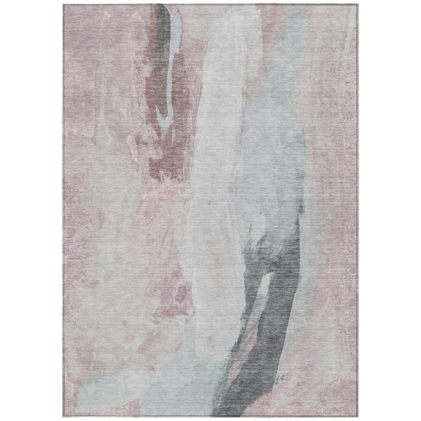 HomeRoots 5' Blush and Gray Abstract Area Rug for Indoor and Outdoor Use - Stylish, Durable, and Washable 5' X 8' 628273