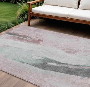 HomeRoots 5' Blush and Gray Abstract Area Rug for Indoor and Outdoor Use - Stylish, Durable, and Washable 8' X 10' 628275