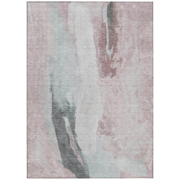 HomeRoots 5' Blush and Gray Abstract Area Rug for Indoor and Outdoor Use - Stylish, Durable, and Washable 10' X 14' 628277