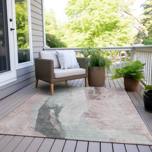 HomeRoots 5' Blush and Gray Abstract Area Rug for Indoor and Outdoor Use - Stylish, Durable, and Washable 10' X 14' 628277