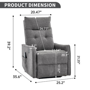 English Elm Beige Chenille Power Lift Recliner with Massage Heat and Usb for Senior Comfort Light Gray W1803P369078