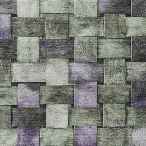 HomeRoots 5' Stylish Sage and Purple Striped Indoor Outdoor Area Rug – Durable, Washable, Versatile Design 5' X 8' 628303