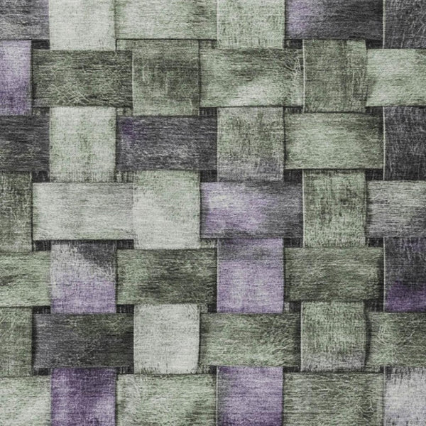 HomeRoots 5' Stylish Sage and Purple Striped Indoor Outdoor Area Rug – Durable, Washable, Versatile Design 5' X 8' 628303