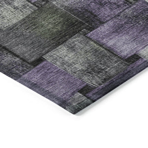 HomeRoots 5' Stylish Sage and Purple Striped Indoor Outdoor Area Rug – Durable, Washable, Versatile Design 8' Round 628304