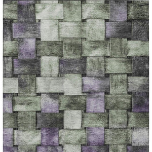 HomeRoots 5' Stylish Sage and Purple Striped Indoor Outdoor Area Rug – Durable, Washable, Versatile Design 8' X 10' 628305