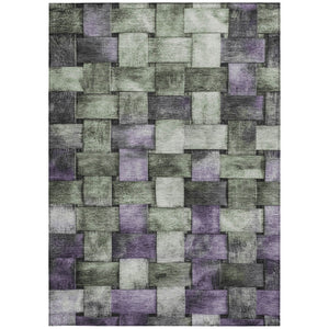 HomeRoots 5' Stylish Sage and Purple Striped Indoor Outdoor Area Rug – Durable, Washable, Versatile Design 9' X 12' 628306