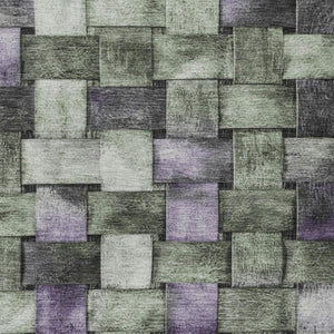 HomeRoots 5' Stylish Sage and Purple Striped Indoor Outdoor Area Rug – Durable, Washable, Versatile Design 9' X 12' 628306