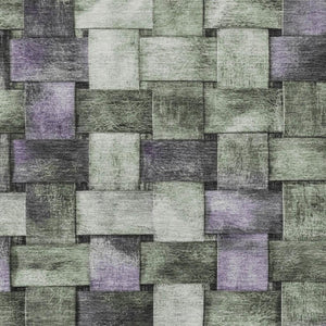 HomeRoots 5' Stylish Sage and Purple Striped Indoor Outdoor Area Rug – Durable, Washable, Versatile Design 10' X 14' 628307