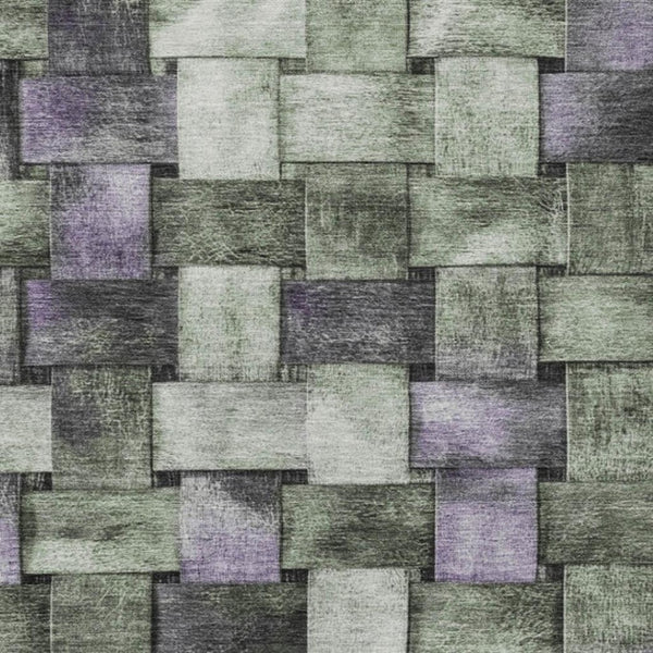 HomeRoots 5' Stylish Sage and Purple Striped Indoor Outdoor Area Rug – Durable, Washable, Versatile Design 10' X 14' 628307