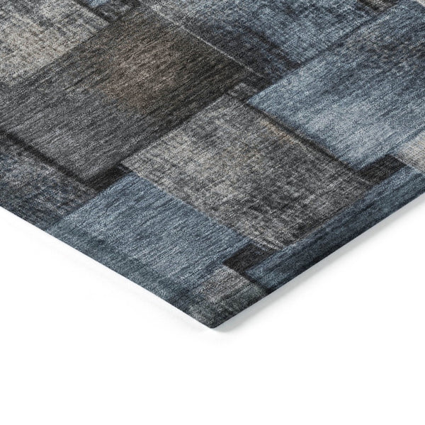 HomeRoots 5' Stylish Taupe and Denim Blue Striped Area Rug - Durable, Washable, Perfect for Indoor & Outdoor Spaces 8' X 10' 628317