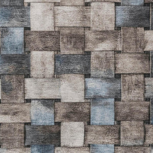 HomeRoots 5' Stylish Taupe and Denim Blue Striped Area Rug - Durable, Washable, Perfect for Indoor & Outdoor Spaces 8' X 10' 628317