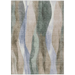 HomeRoots 5' Stylish Beige and Denim Blue Abstract Area Rug – Durable, Washable Indoor/Outdoor Design for Any Space 5' X 8' 628327