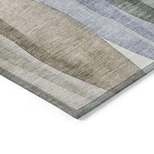 HomeRoots 5' Stylish Beige and Denim Blue Abstract Area Rug – Durable, Washable Indoor/Outdoor Design for Any Space 5' X 8' 628327
