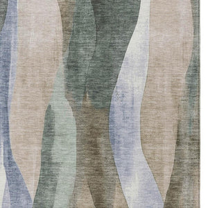 HomeRoots 5' Stylish Beige and Denim Blue Abstract Area Rug – Durable, Washable Indoor/Outdoor Design for Any Space 5' X 8' 628327