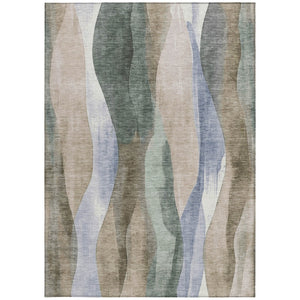 HomeRoots 5' Stylish Beige and Denim Blue Abstract Area Rug – Durable, Washable Indoor/Outdoor Design for Any Space 10' X 14' 628331