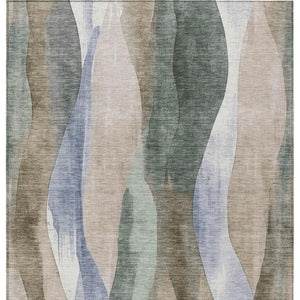 HomeRoots 5' Stylish Beige and Denim Blue Abstract Area Rug – Durable, Washable Indoor/Outdoor Design for Any Space 10' X 14' 628331