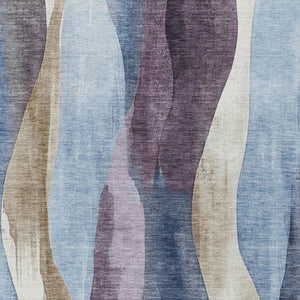 HomeRoots 5' Denim Blue and Purple Abstract Washable Area Rug for Indoor and Outdoor High-Traffic Spaces 5' X 8' 628333