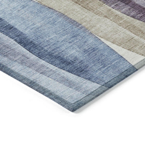 HomeRoots 5' Denim Blue and Purple Abstract Washable Area Rug for Indoor and Outdoor High-Traffic Spaces 8' X 10' 628335