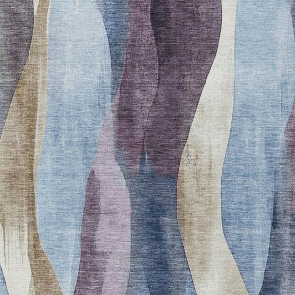 HomeRoots 5' Denim Blue and Purple Abstract Washable Area Rug for Indoor and Outdoor High-Traffic Spaces 10' X 14' 628337