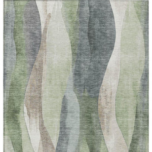 HomeRoots 5' Contemporary Fern Green & Gray Abstract Washable Area Rug for Indoor & Outdoor Spaces 5' X 8' 628339