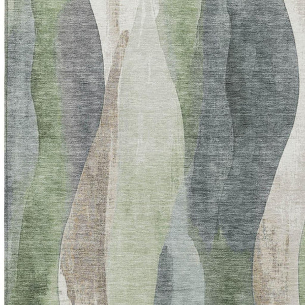 HomeRoots 5' Contemporary Fern Green & Gray Abstract Washable Area Rug for Indoor & Outdoor Spaces 5' X 8' 628339