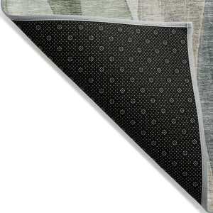 HomeRoots 5' Contemporary Fern Green & Gray Abstract Washable Area Rug for Indoor & Outdoor Spaces 8' Round 628340