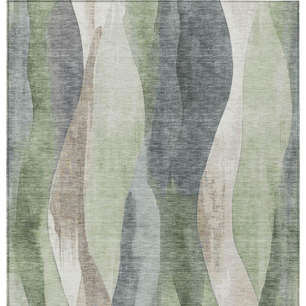 HomeRoots 5' Contemporary Fern Green & Gray Abstract Washable Area Rug for Indoor & Outdoor Spaces 8' X 10' 628341