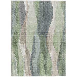 HomeRoots 5' Contemporary Fern Green & Gray Abstract Washable Area Rug for Indoor & Outdoor Spaces 8' X 10' 628341