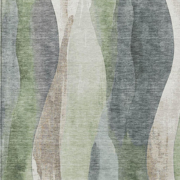HomeRoots 5' Contemporary Fern Green & Gray Abstract Washable Area Rug for Indoor & Outdoor Spaces 9' X 12' 628342