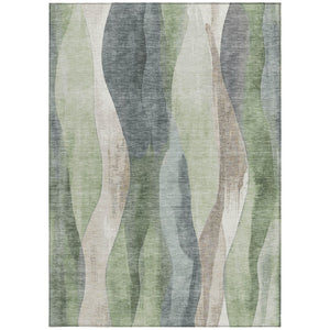 HomeRoots 5' Contemporary Fern Green & Gray Abstract Washable Area Rug for Indoor & Outdoor Spaces 10' X 14' 628343