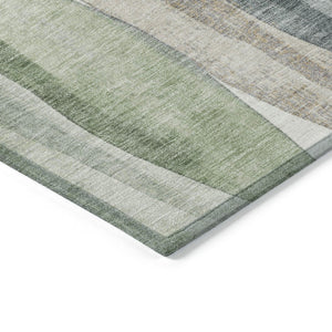 HomeRoots 5' Contemporary Fern Green & Gray Abstract Washable Area Rug for Indoor & Outdoor Spaces 10' X 14' 628343