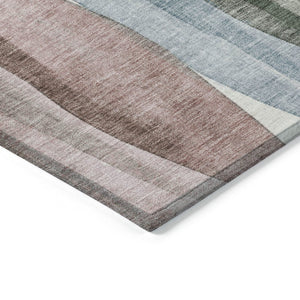 HomeRoots 5' Vibrant Salmon and Denim Blue Abstract Area Rug - Durable, Washable, Indoor/Outdoor Style Essential 5' X 8' 628345