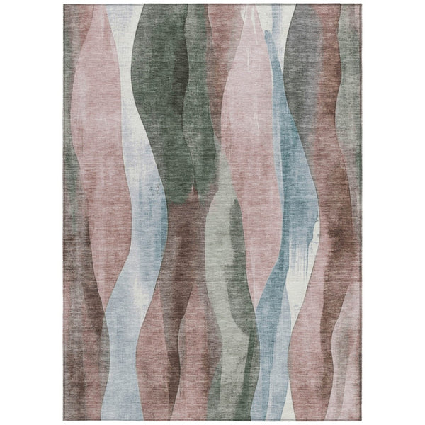 HomeRoots 5' Vibrant Salmon and Denim Blue Abstract Area Rug - Durable, Washable, Indoor/Outdoor Style Essential 8' X 10' 628347