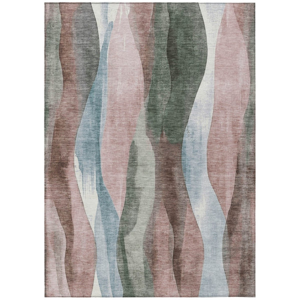 HomeRoots 5' Vibrant Salmon and Denim Blue Abstract Area Rug - Durable, Washable, Indoor/Outdoor Style Essential 9' X 12' 628348